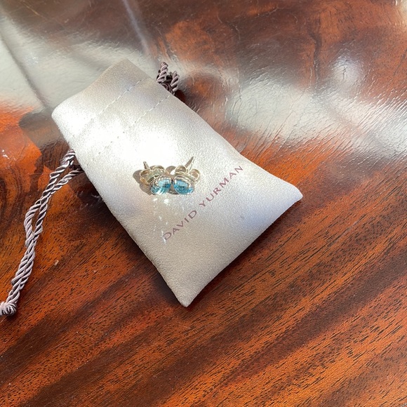 David Yurman Petite Chatelaine Stud Earrings in Sterling Silver with Blue Topaz - Picture 6 of 6